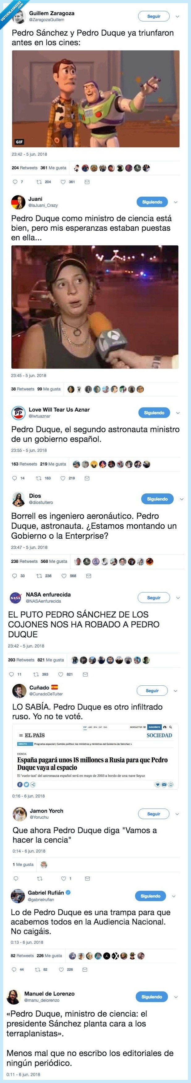 nombrar,pedro,duque,ministro