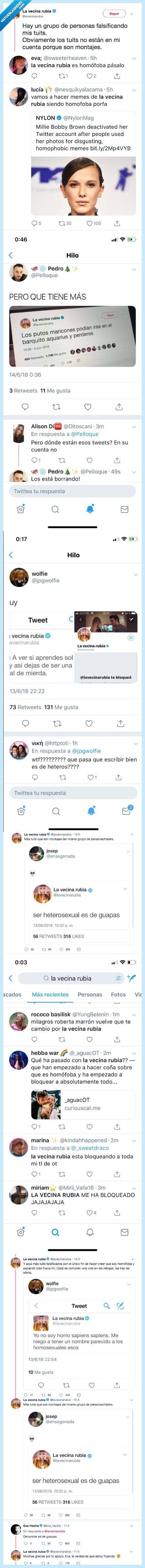 vecina rubia,denunciar,suplantación