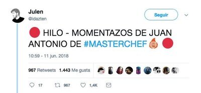 489965 - Juan Antonio de concursante de Master Chef Junior a un señor de Murcia de 60 años, por @idazten