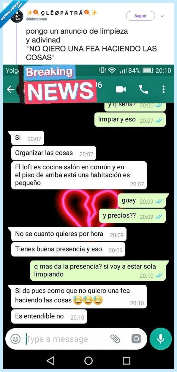490132 - Pone un anuncio ofreciendo sus servicios para realizar tareas del hogar y se encuentra con un pieza de mucho cuidado, por @lafaraonaa
