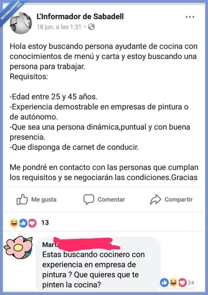 Autónomo,cocina,experiencia,pintura,buena presencia