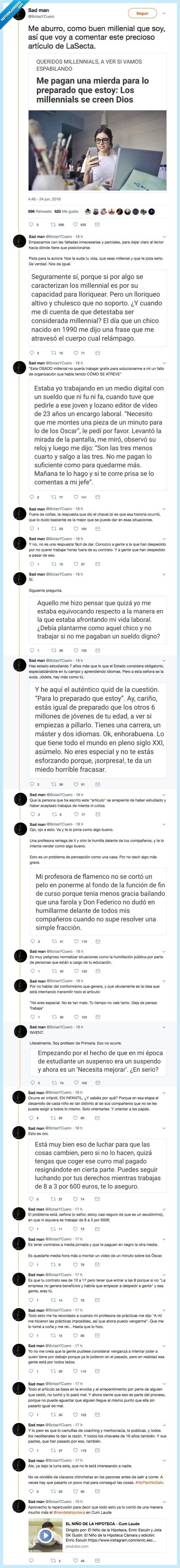 490446 - Querido Millenial: este hilo explica porque no somos unos lloricas ni nos creemos Dios, por @BotasYCuero