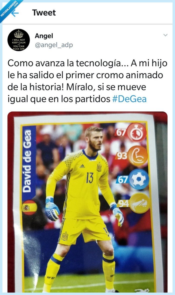 Cromo,animado,DeGea,fútbol,mundial