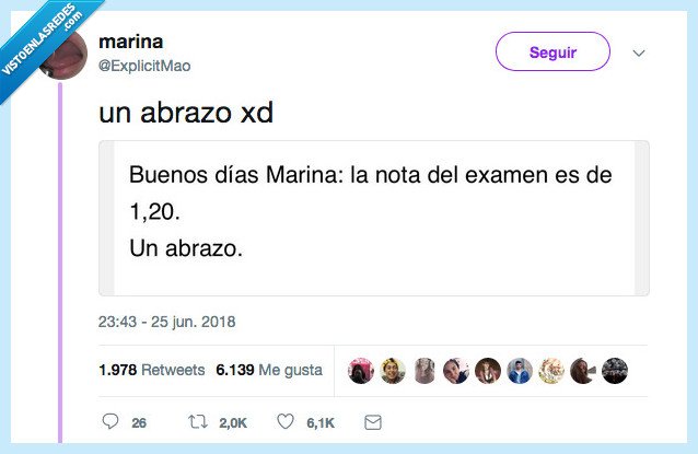 abrazo,nota,examen