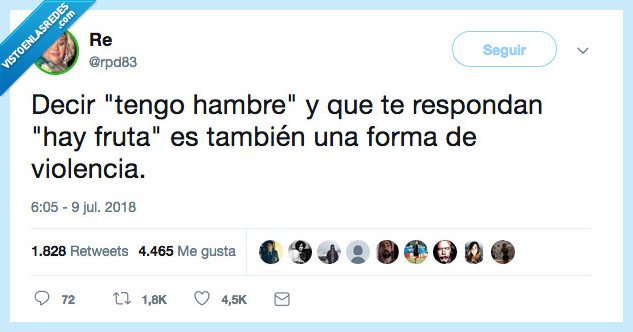 violencia,fruta,hambre,si esto es pa ti porque cuando yo digo tengo hambre quiero un bocata no una mandarina