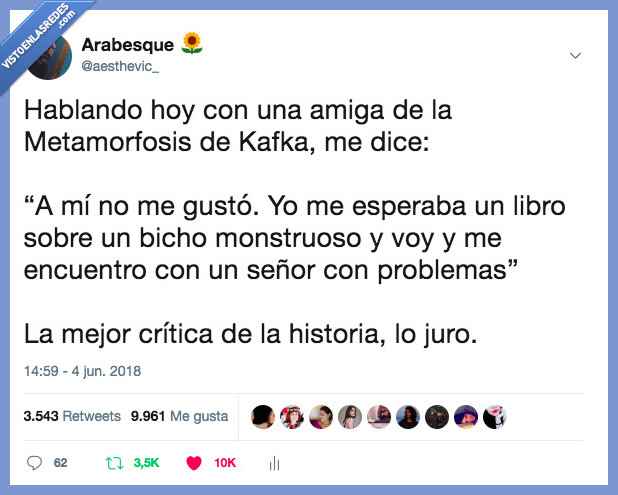twitter,reseña,metamorfosis,divertido