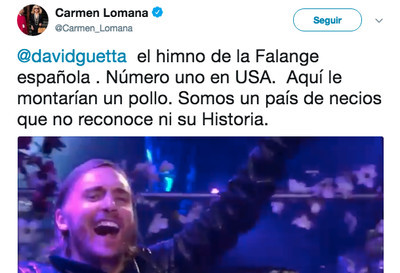 492593 - Esto ha pasado: Carmen Lomana se ha tragado un fake de David Guetta pinchando el himno de la Falange y nos morimos por dentro de la risa