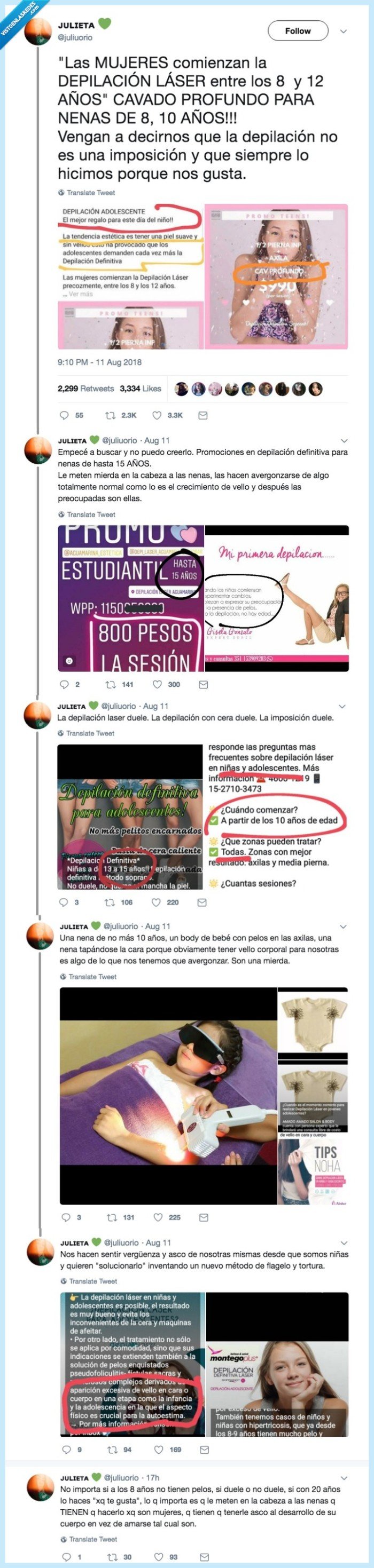 Depilación láser sale niña 12 años