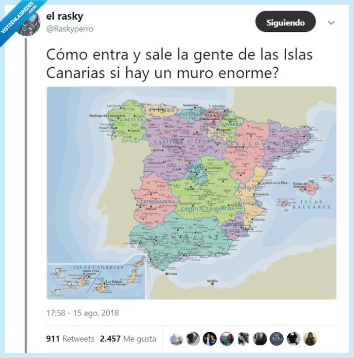 twitter,mapa,islas canarias,canarias,muro,raskyperro,agua,islas,mar,españa,geografia,meme