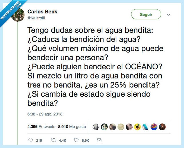 agua bendita,caducar,dudas
