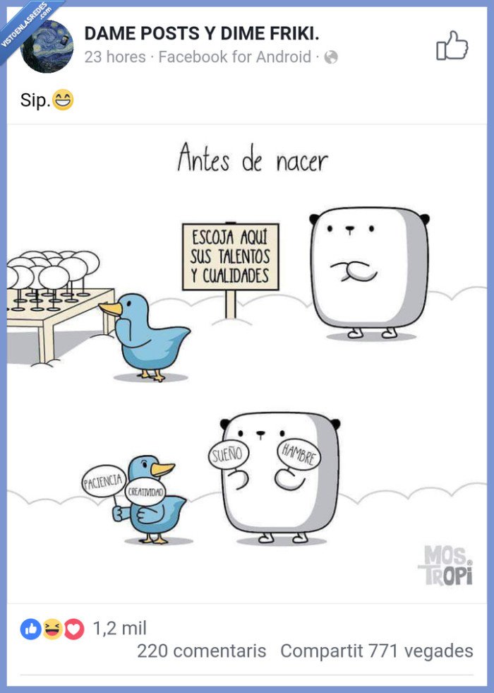 Talento,virtud,hambre,sueño,nacer