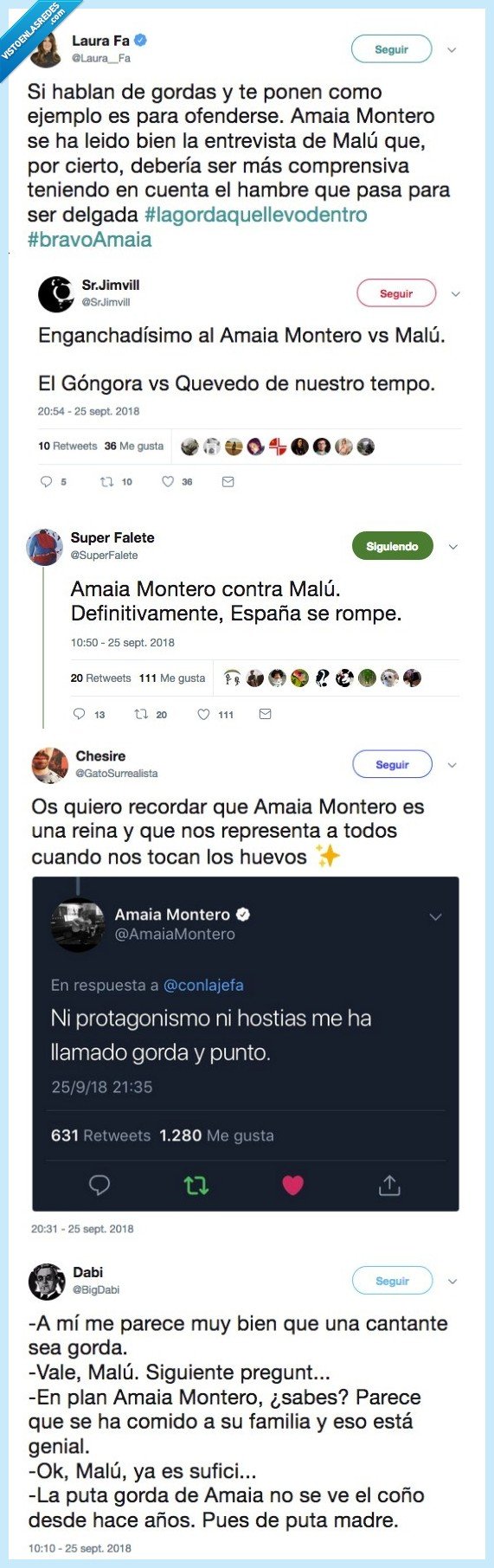 497468 - El beef del siglo: Malú llama gorda a Amaia Montero y ésta carga contra todo en Twitter