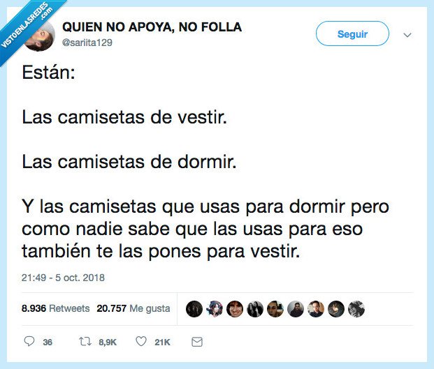 camisetas,tipo,vestir,dormir,blablabala