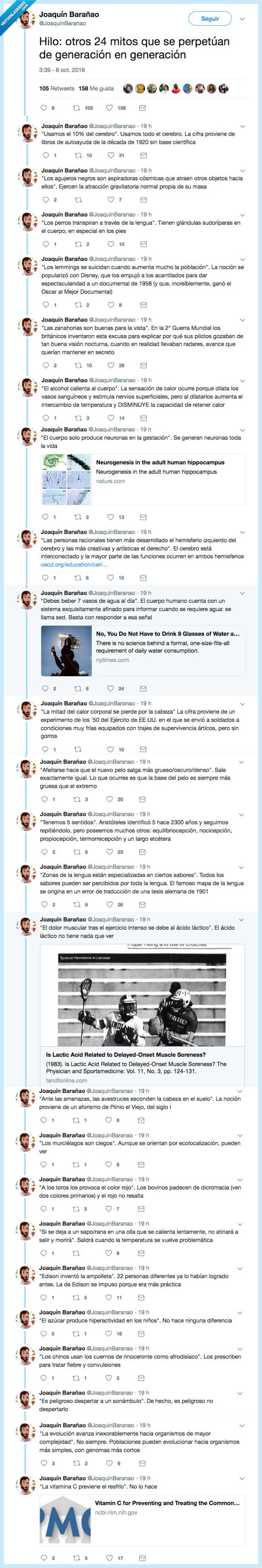 498785 - Este hilo recopila 24 cosas que llevas toda la vida creyendo pero no son ciertas, por @ JoaquinBaranao