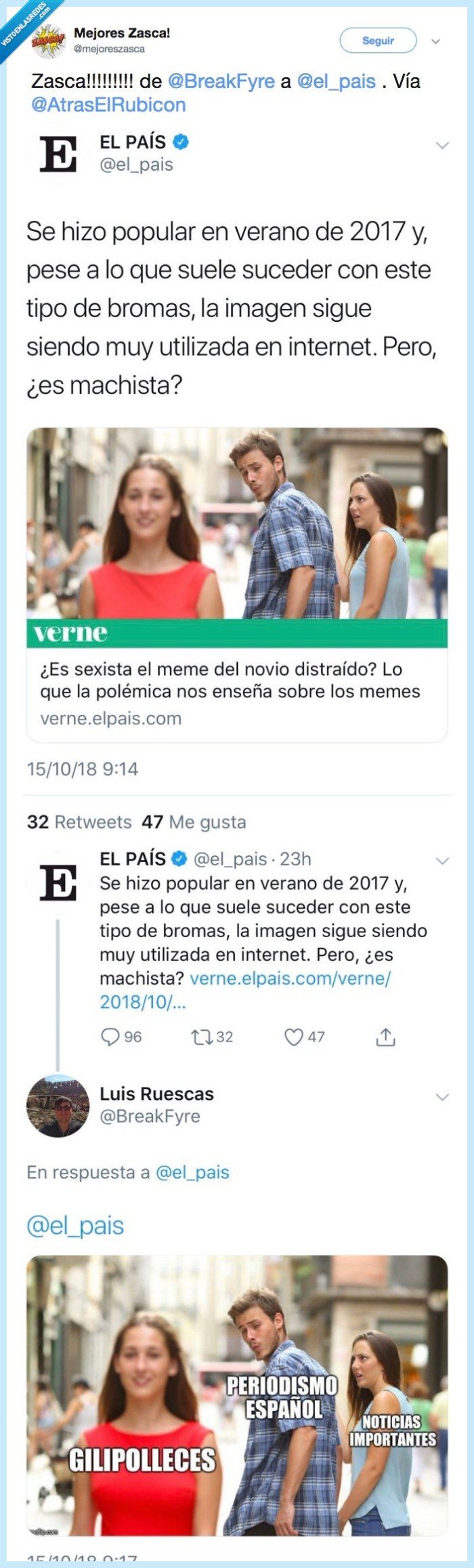 499116 - El País dice que este meme es machista y mira le contestan como se merece, por @mejoreszasca