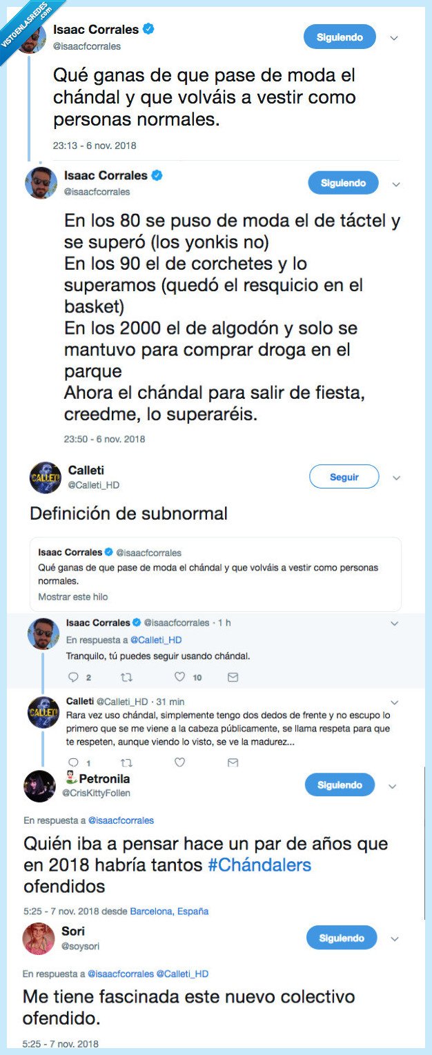 chandal,ofendidos,aparecer,colectivo