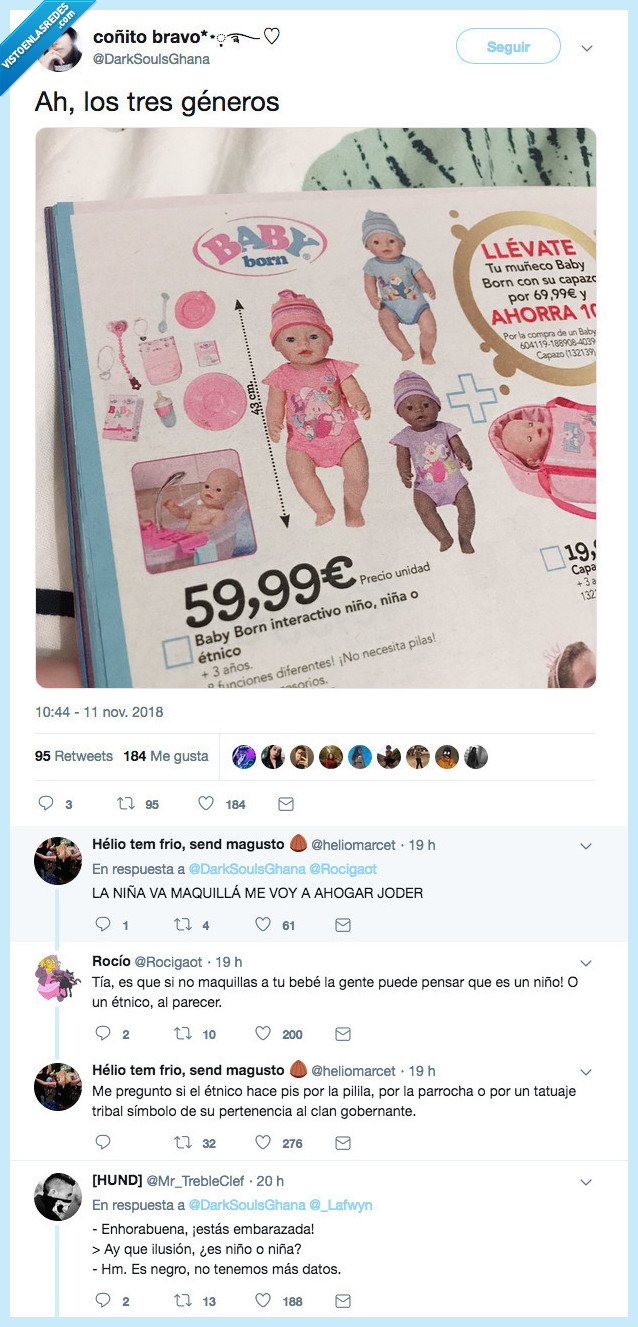 género étnico,baby born,ahora con extra de géneros