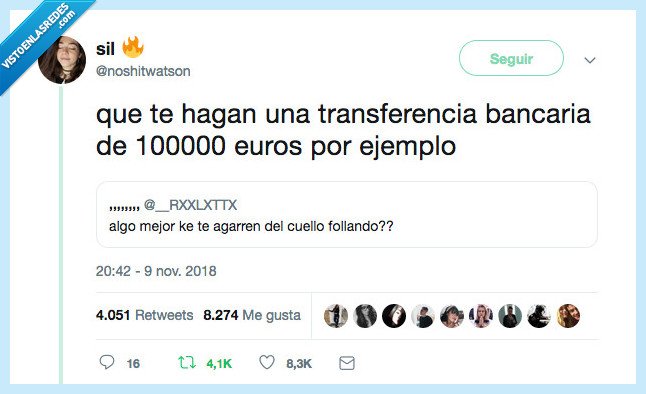 transferencia,necesito dinero en vez de polvos,10000euros