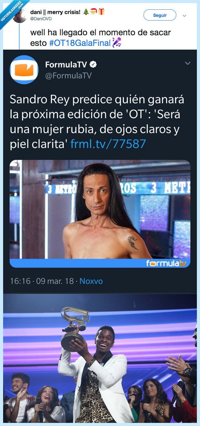 sandro  rey,predijo,meses,ganador,ay dios