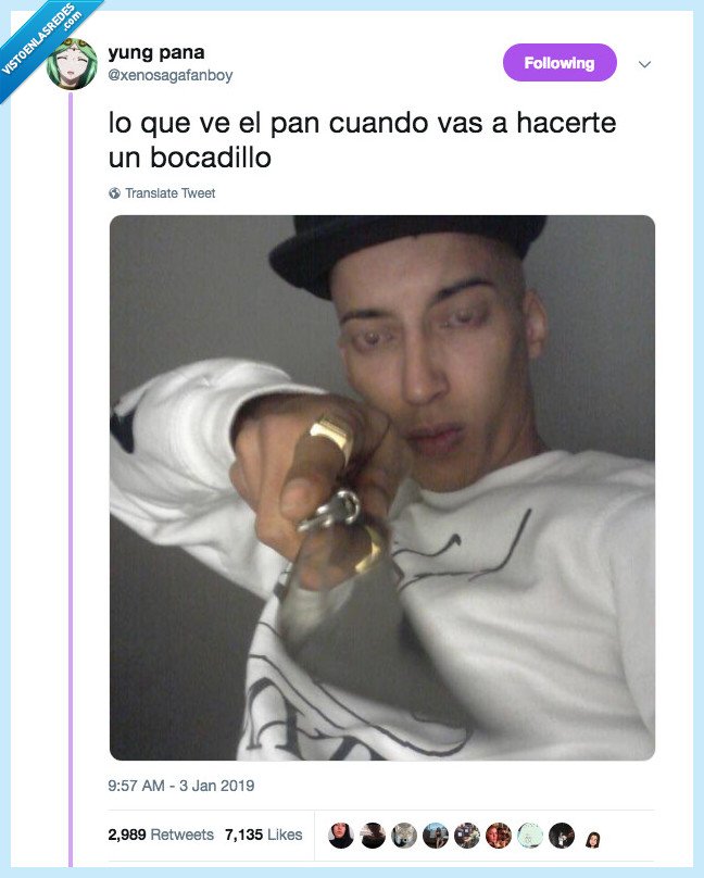 Twitter,pan,cuchillo,chiste,humor,pana,xenosaga