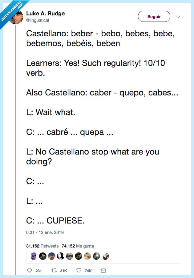 507134 - Verbos irregulares: el temor de una persona que quiere aprender español, por @linguatical