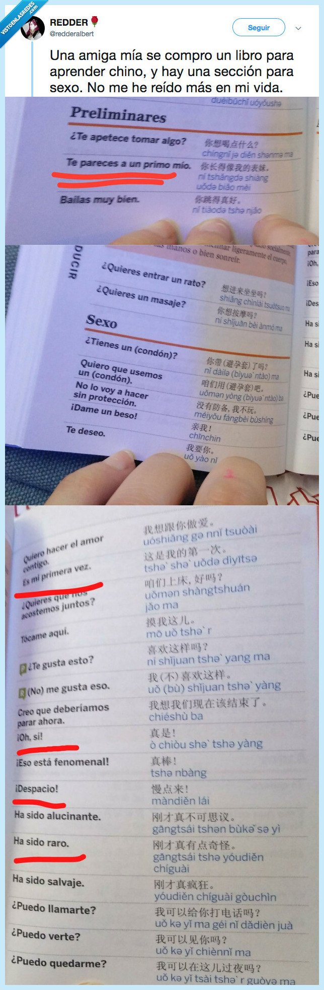 507287 - Se compra un libro de chino y enseña las frases que le recomiendapara chuscar, por @redderalbert