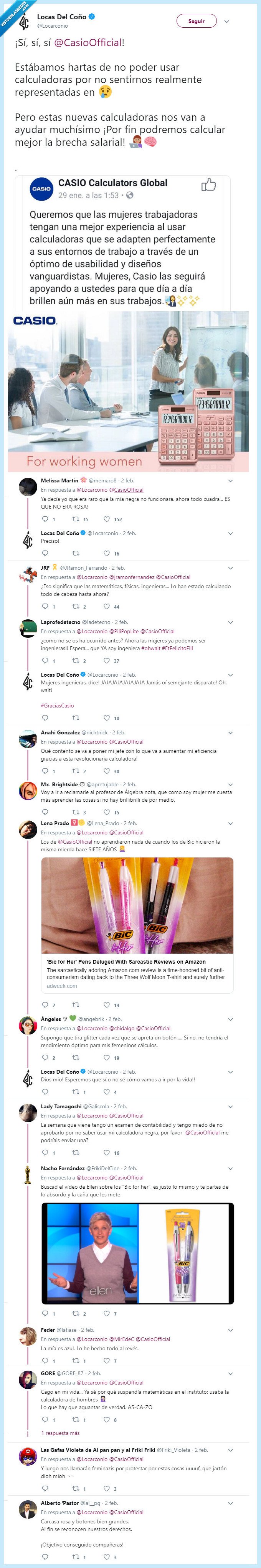 sexismo,rosado,calculadora,sarcasmo,Casio,mujeres