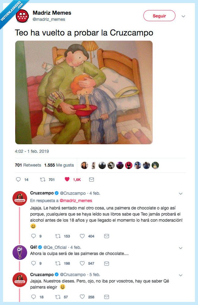 qe,palmeras,chocolate,cruzcampo,cerveza,teo,beber,meme