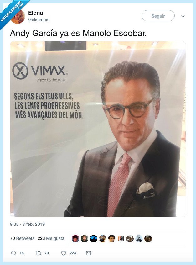 andy garcía,manolo escobar,transformación,gafas