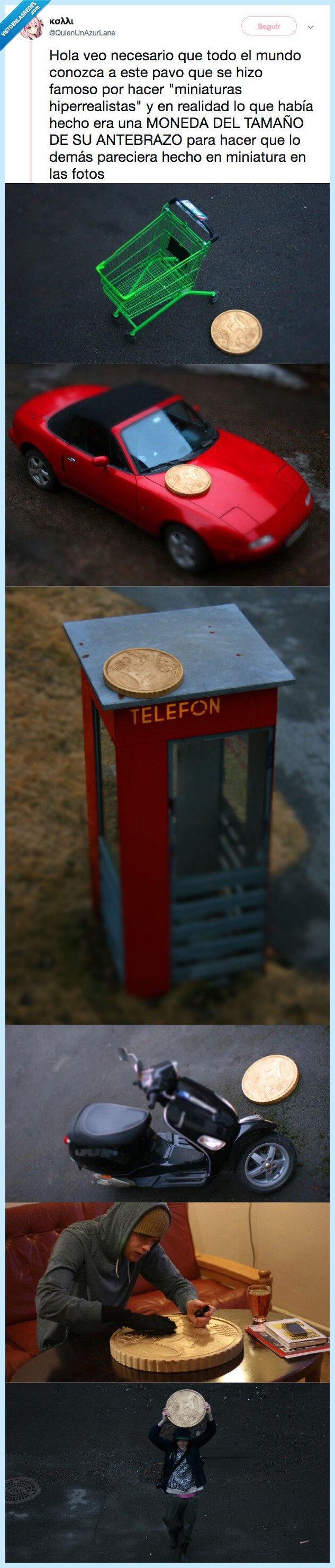 famoso,miniaturas,demostrar,moneda grande