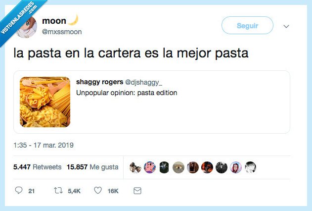 pasta,gustar,más a mí