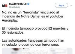 Enlace a Ha corrido el rumor de que AuronPlay ha sido el responsable del incendio de Notre Dame y han tenido que salir a desmentirlo