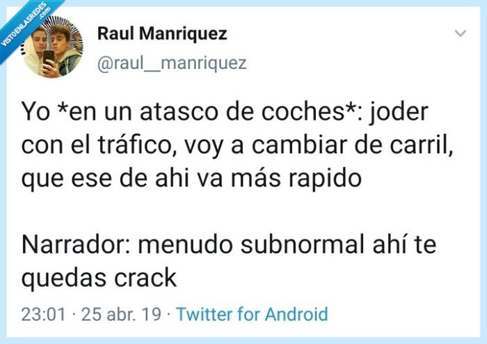 Atasco,coches,carril,trafico,narrador