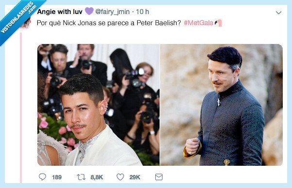nick jonas,peter baelish,met gala,parecidos,sansa,juego de tronos,jonas brothers