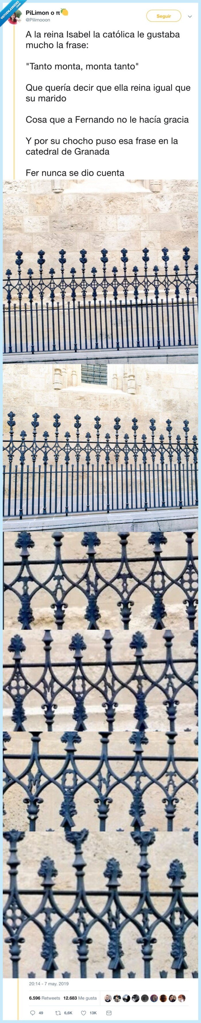 detalle,valla,rejas,tanto monta,letras