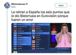 Enlace a Le quitan a España seis puntos de Eurovisión porque Bielorrusia se equivocó