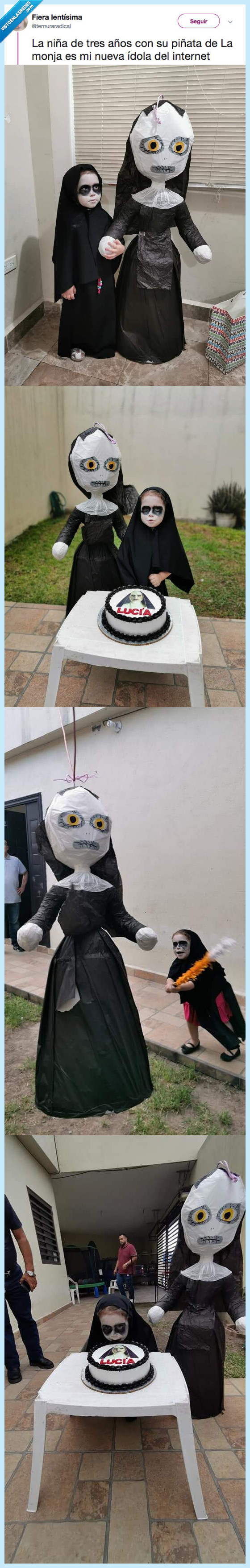 años,tres,piñata,monja,fiesta