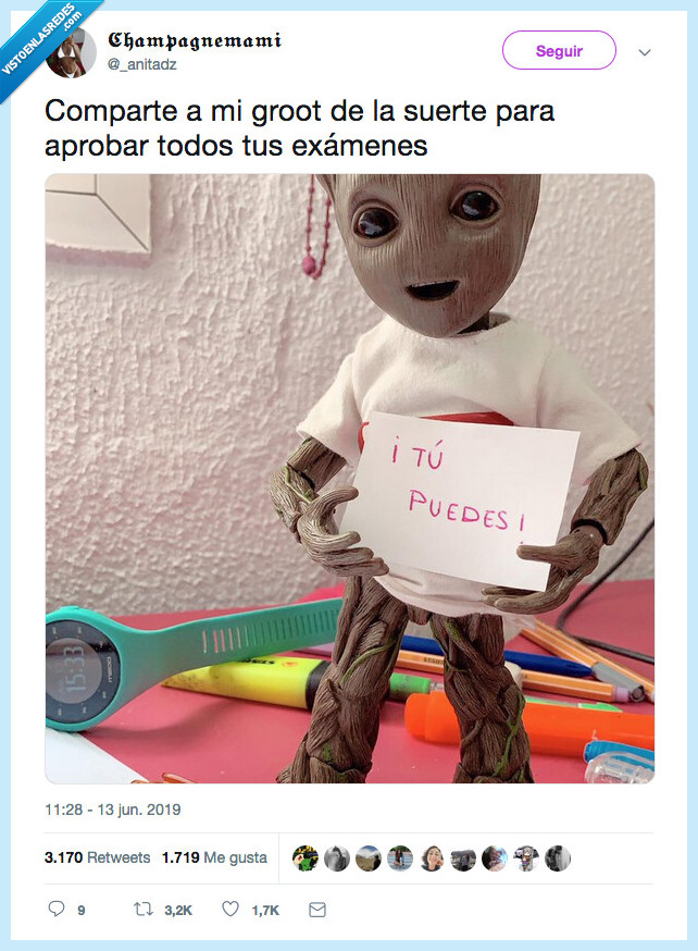 groot,suerte,aprobar,exámenes