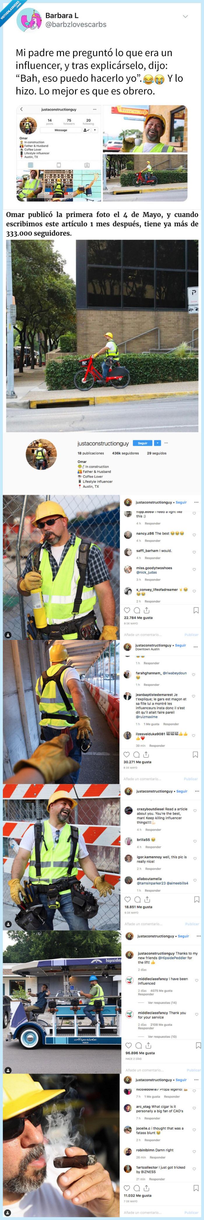 influencer,albañil,lrey de instagram