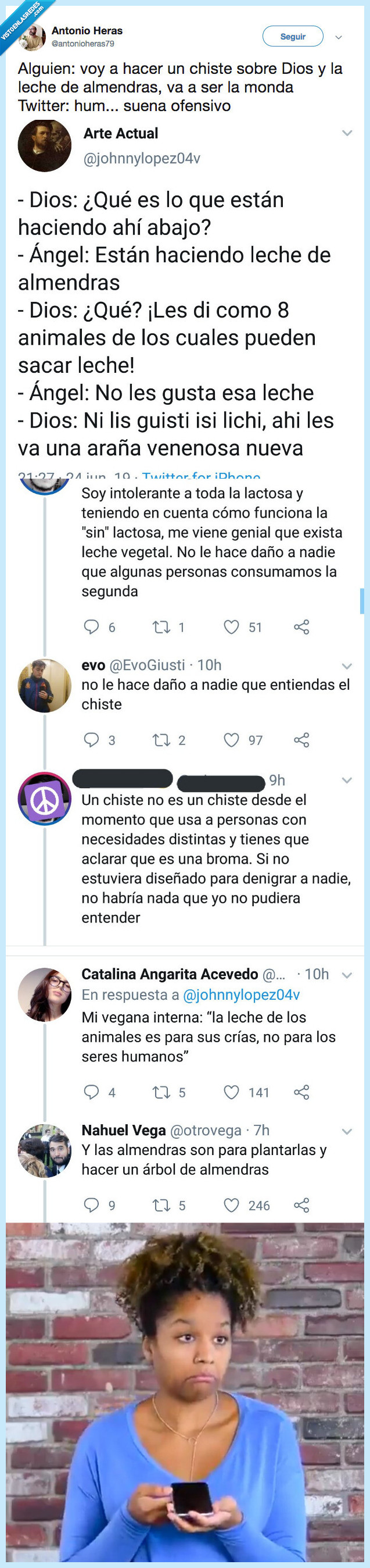 tuitea,chiste,intolerante lactosa,vegano,ofender