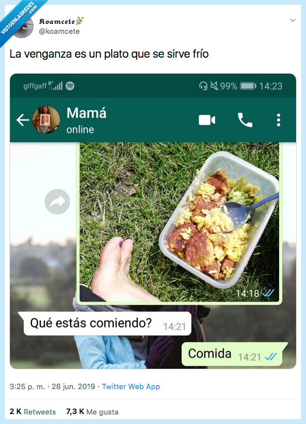 mama,comer,comida,venganza,plato,servir frio