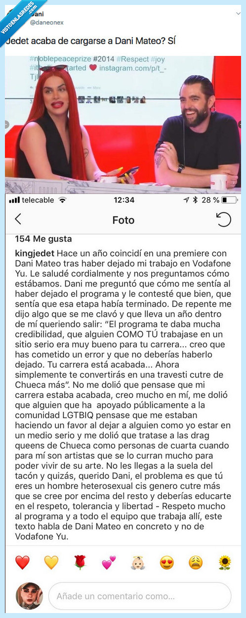 521152 - King Jedet enciende las redes después de llamar homófobo a Dani Mateo y éste responde