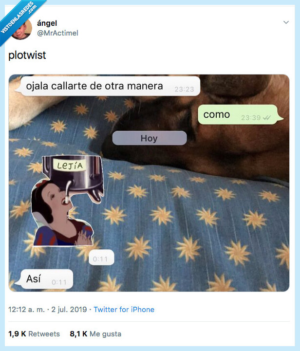 callar,mala manera,lejía