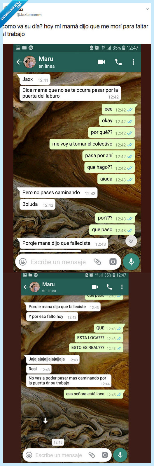 trabajar,cosa,imaginar,madre,hijo,no ir a currar