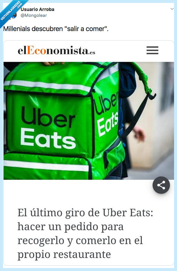 uber,salir a comer,millenials