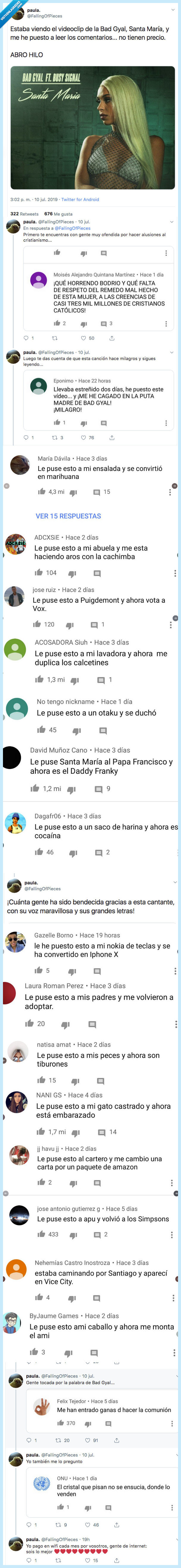 video,santa maria,bad gyal,comentarios youtube