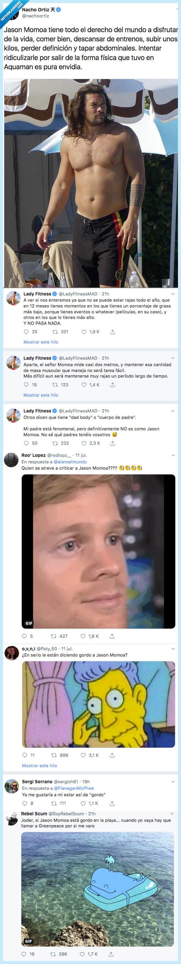 jason momoa,criticado,engordar,amor,twitter