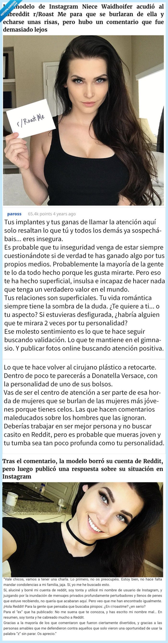 modelo,instagram,roast,respuesta