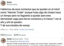 Enlace a Espía a ese contacto de Tinder por estados de Whatsapp y se monta un culebrón, por @zezenzuska