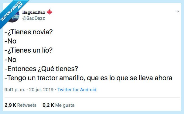 tractor amarillo,novia,lio